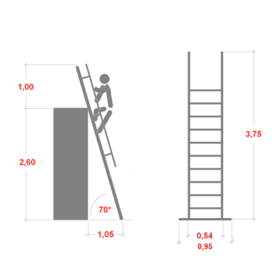 Drabina Faraone SAS przystawna 10 st. ze stabilizatorem (wys. 3,75m)